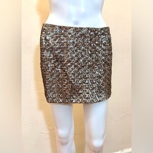 Pookie & Sebastian Sequin Bronze Mini Skirt – Size Small